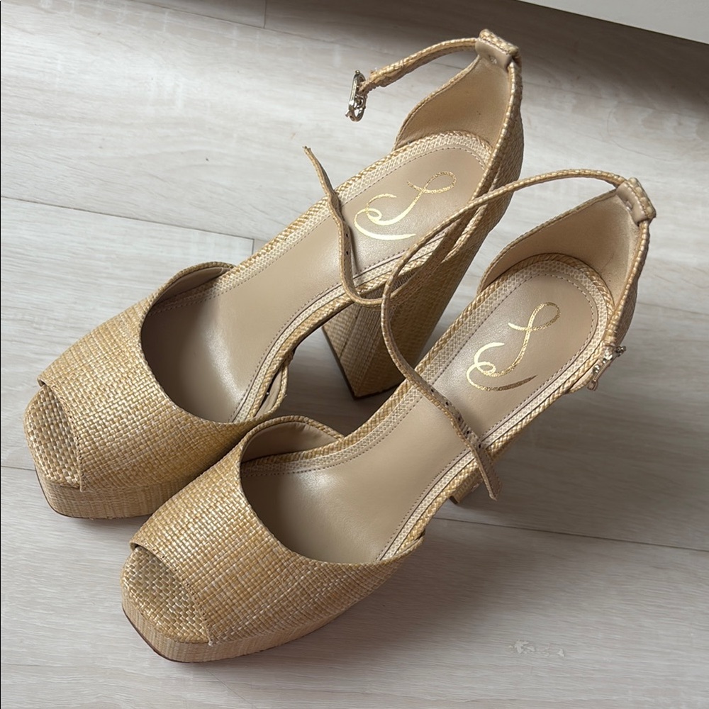 Sam Edelman Tan Platform Shoes with Ankle Straps